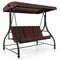 3-Person Outdoor Porch Swing with Adjustable Canopy and Converts to Bed Cushioned Patio Glider